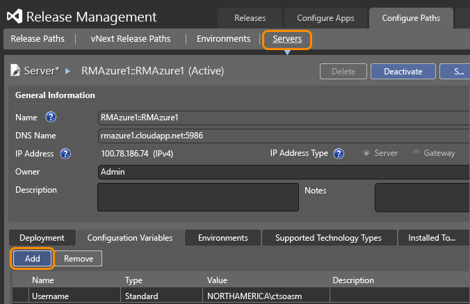 Add server configuration variable