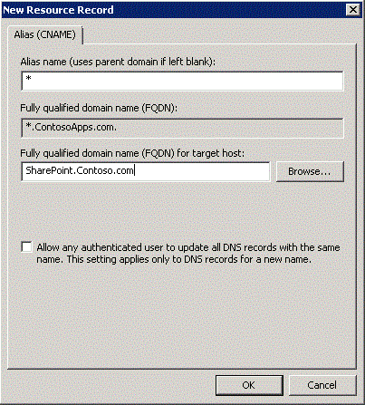 建立適用於應用程式網域的 CNAME 別名