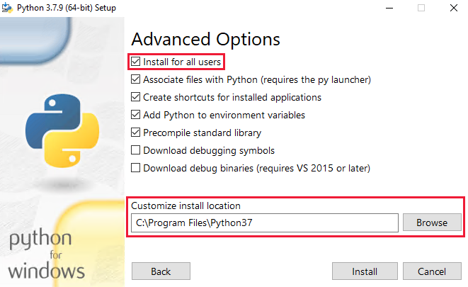Python 3.7 安裝 - [Install for all users] \(針對所有使用者安裝\)