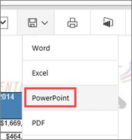 已醒目提示 PowerPoint 選項的 [匯出] 清單的螢幕擷取畫面。