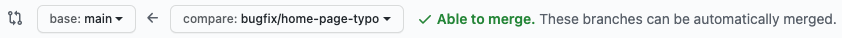 確認可合併分支的 GitHub 螢幕擷取畫面。