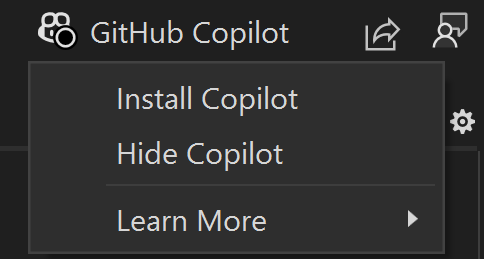 螢幕擷取畫面：未安裝 Copilot 的 Copilot 徽章。