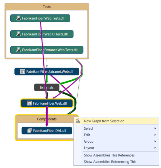 在新的 Code Map 上顯示選取的項目