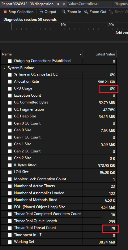 .NET 計數器工具顯示計數器的螢幕擷取畫面。