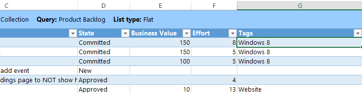 在 Excel 中使用標記查詢工作項目