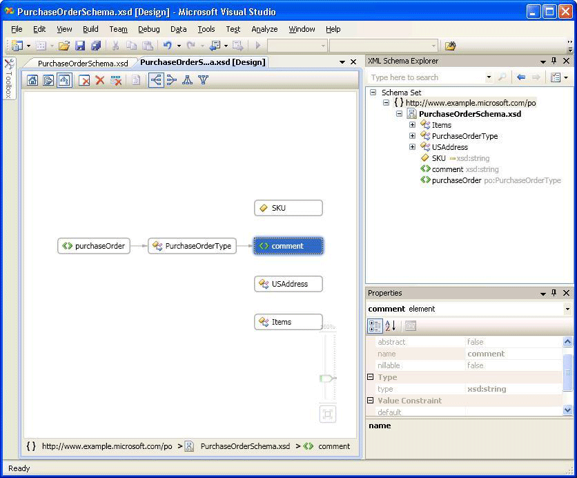 XML 結構描述設計工具圖形檢視