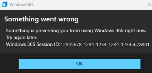 Screenshot of error dialog box.