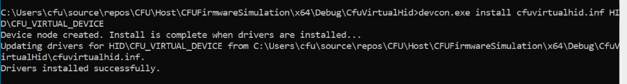 CfuVirtualHid 裝置安裝成功。