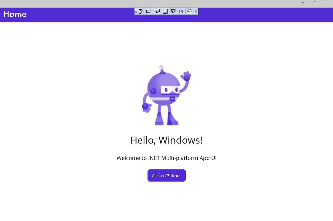 Hello World 已使用 XAML 熱重新載入 更新為 Hello Windows。