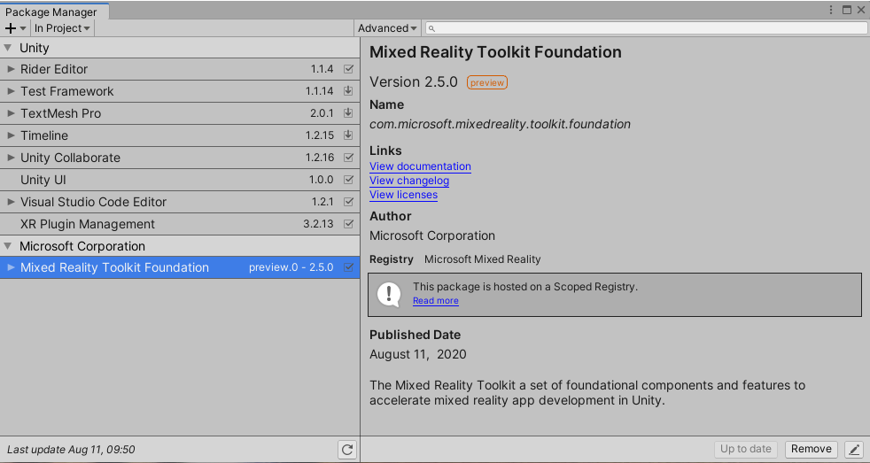 MRTK Foundation UPM 套件