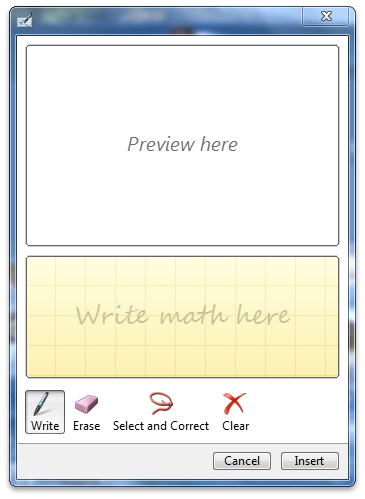 數學輸入控制項的數學輸入控制項，具有較大的預覽區域